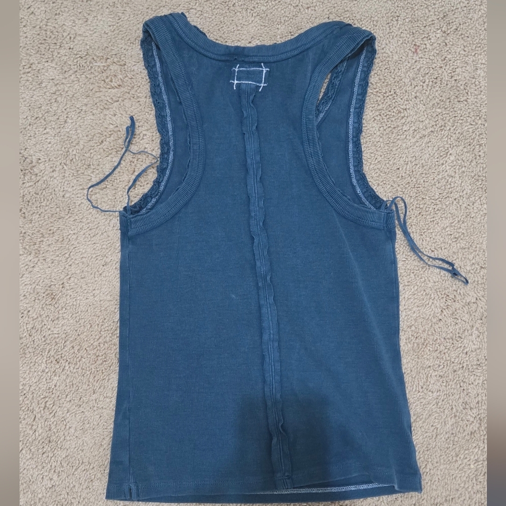 We The Free Teal Ribbed Scoop Tank - Picture 2 of 3